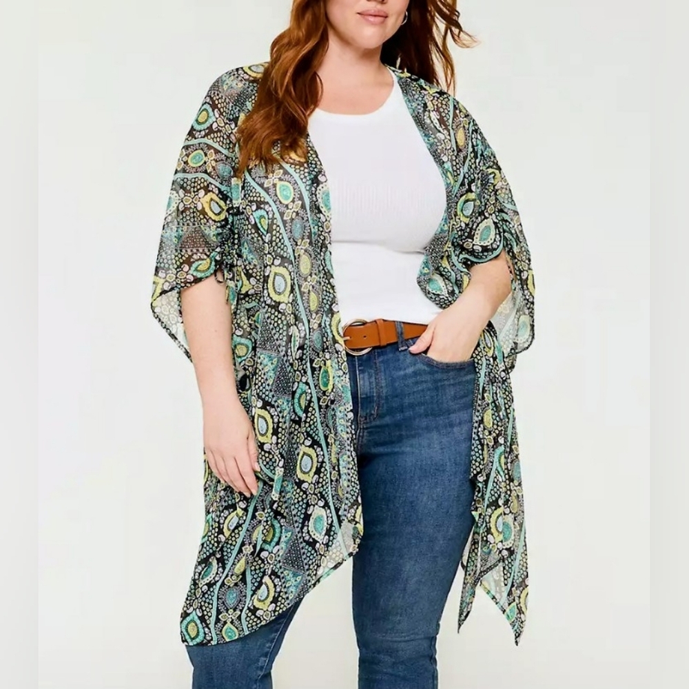 Lane Bryant Chiffon Maxi Adjustable-Sleeve Overpiece